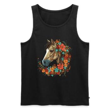 Cavalier Cheval Portrait Western Cowboy - Débardeur bio Premium Homme - noir - Devant - AI Model Male 178 light (178cm)