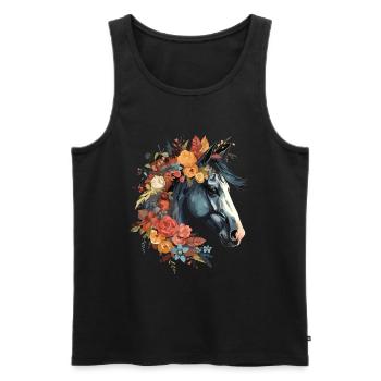 Cavalier Cheval Portrait Western Cowboy - Débardeur bio Premium Homme - noir - Devant - AI Model Male 178 light (178cm)