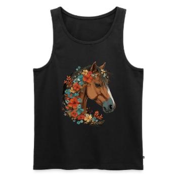 Cavalier Cheval Portrait Western Cowboy - Débardeur bio Premium Homme - noir - Devant - AI Model Male 178 light (178cm)