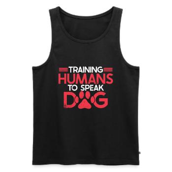 Dresseur de chiens Chiot drôle de dressage d’animaux de compagnie - Débardeur bio Premium Homme - noir - Devant - Michal (187cm)