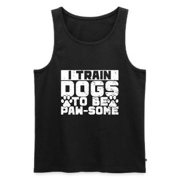 Dresseur de chiens Chiot drôle de dressage d’animaux de compagnie - Débardeur bio Premium Homme - noir - Devant - Michal (187cm)