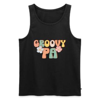 Retro Groovy Daddy Matching Family Birthday Party - Débardeur bio Premium Homme - noir - Devant - AI Model Male 178 light (178cm)