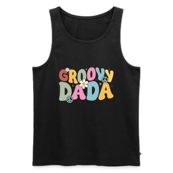 Retro Groovy Daddy Matching Family Birthday Party - Débardeur bio Premium Homme - noir - Devant - AI Model Male 178 light (178cm)