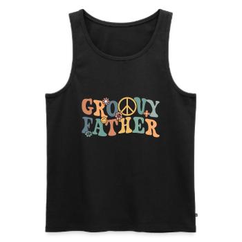 Retro Groovy Daddy Matching Family Birthday Party - Débardeur bio Premium Homme - noir - Devant - AI Model Male 178 light (178cm)