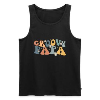 Retro Groovy Daddy Matching Family Birthday Party - Débardeur bio Premium Homme - noir - Devant - AI Model Male 178 light (178cm)