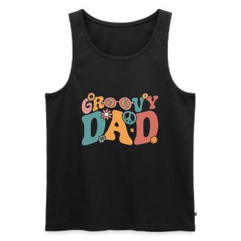 Retro Groovy Daddy Matching Family Birthday Party - Débardeur bio Premium Homme - noir - Devant - AI Model Male 178 light (178cm)