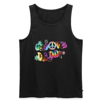 Retro Groovy Daddy Matching Family Birthday Party - Débardeur bio Premium Homme - noir - Devant - AI Model Male 178 light (178cm)