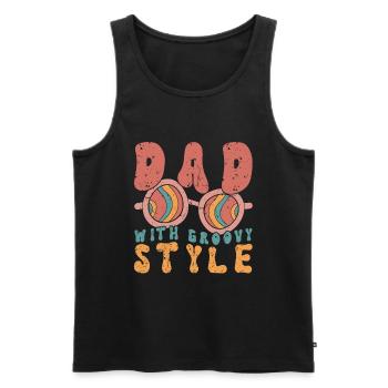 Retro Groovy Daddy Matching Family Birthday Party - Débardeur bio Premium Homme - noir - Devant - AI Model Male 178 light (178cm)