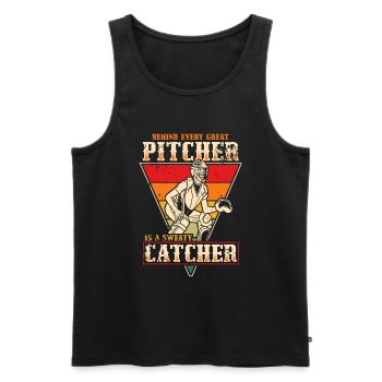 Baseballfänger Baseballspieler Pitcher - Männer Premium Bio Tank Top - Schwarz - Vorne - AI Model Male 178 light (178cm)