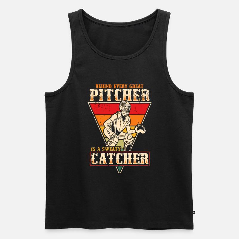 Baseballfänger Baseballspieler Pitcher - Männer Premium Bio Tank Top - Schwarz