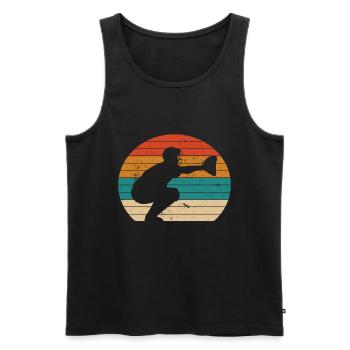Baseballfänger Baseballspieler Pitcher - Männer Premium Bio Tank Top - Schwarz - Vorne - AI Model Male 178 light (178cm)