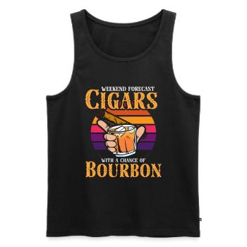 Bourbon Cigars Whisky Cigars Lounge Lovers - Men's Premium Organic Tank Top - black - Front - Michal (187cm)