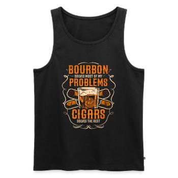 Bourbon Cigars Whisky Cigars Lounge Lovers - Men's Premium Organic Tank Top - black - Front - Michal (187cm)