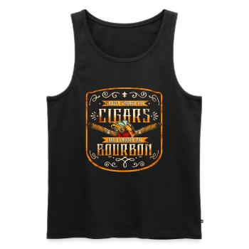 Bourbon Cigars Whisky Cigars Lounge Lovers - Men's Premium Organic Tank Top - black - Front - Michal (187cm)