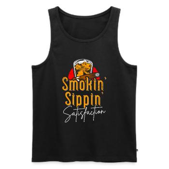 Bourbon Cigars Whisky Cigars Lounge Lovers - Men's Premium Organic Tank Top - black - Front - Michal (187cm)