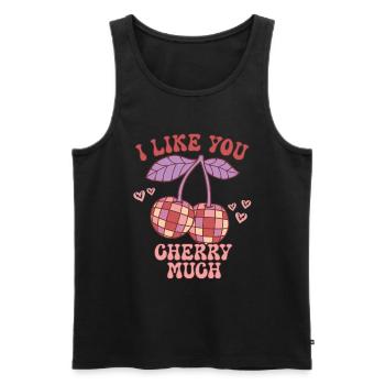 Retro Groovy 70's Valentine's Day Hearts Couple - Men's Premium Organic Tank Top - black - Front - AI Model Male 178 light (178cm)
