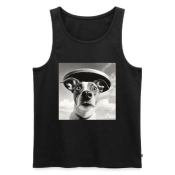 Selfie UFO Dog Funny Alien Ufo Dog Lover - Men's Premium Organic Tank Top - black - Front - Michal (187cm)