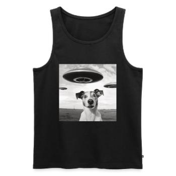 Selfie UFO Dog Funny Alien Ufo Dog Lover - Men's Premium Organic Tank Top - black - Front - Michal (187cm)