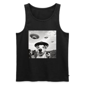 Selfie UFO Dog Funny Alien Ufo Dog Lover - Men's Premium Organic Tank Top - black - Front - Michal (187cm)