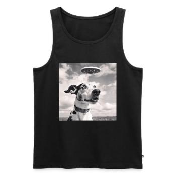 Selfie UFO Dog Funny Alien Ufo Dog Lover - Men's Premium Organic Tank Top - black - Front - Michal (187cm)