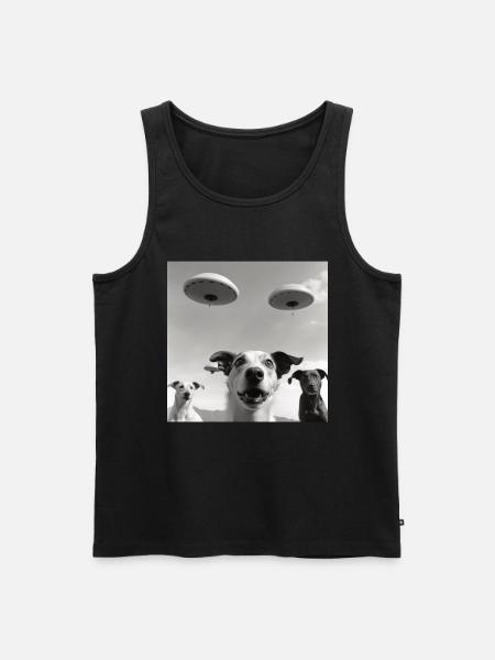 Selfie Chien OVNI Drôle Alien Ovni Amoureux De Chien - Débardeur bio Premium Homme - noir