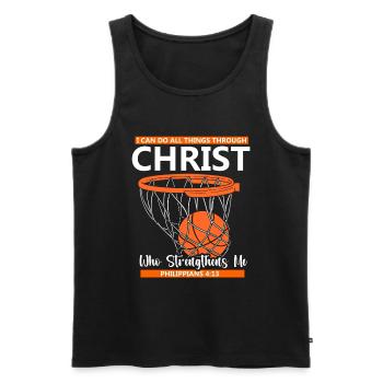 Basket-ball chrétien Jésus parle religieux - Débardeur bio Premium Homme - noir - Devant - Michal (187cm)