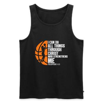 Basket-ball chrétien Jésus parle religieux - Débardeur bio Premium Homme - noir - Devant - Michal (187cm)