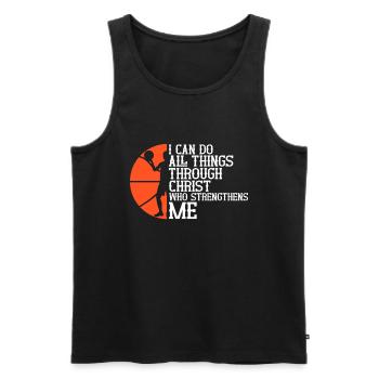 Basket-ball chrétien Jésus parle religieux - Débardeur bio Premium Homme - noir - Devant - Michal (187cm)