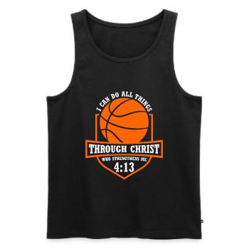 Basket-ball chrétien Jésus parle religieux - Débardeur bio Premium Homme - noir - Devant - Michal (187cm)