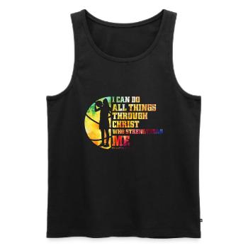 Basket-ball chrétien Jésus parle religieux - Débardeur bio Premium Homme - noir - Devant - Michal (187cm)
