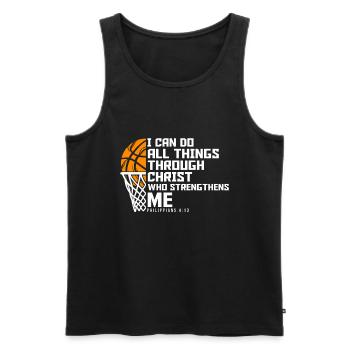 Basket-ball chrétien Jésus parle religieux - Débardeur bio Premium Homme - noir - Devant - Michal (187cm)