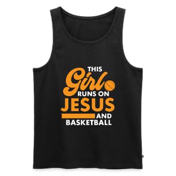 Basket-ball chrétien Jésus parle religieux - Débardeur bio Premium Homme - noir - Devant - Michal (187cm)