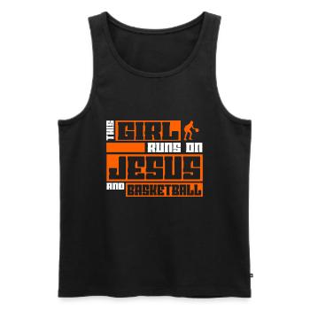 Basket-ball chrétien Jésus parle religieux - Débardeur bio Premium Homme - noir - Devant - Michal (187cm)