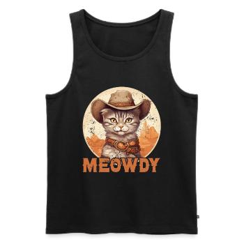 Meowdy Cat Miow chapeau de Cowboy Country Music Texas - Débardeur bio Premium Homme - noir - Devant - Michal (187cm)