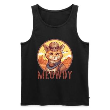 Meowdy Cat Miow chapeau de Cowboy Country Music Texas - Débardeur bio Premium Homme - noir - Devant - Michal (187cm)
