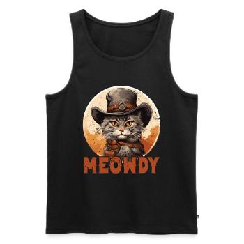 Meowdy Cat Miow chapeau de Cowboy Country Music Texas - Débardeur bio Premium Homme - noir - Devant - Michal (187cm)