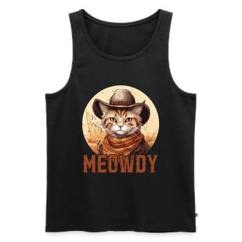 Miaou Chat Miow Chapeau de cow-boy Musique Country Texas - Débardeur bio Premium Homme - noir - Devant - Michal (187cm)