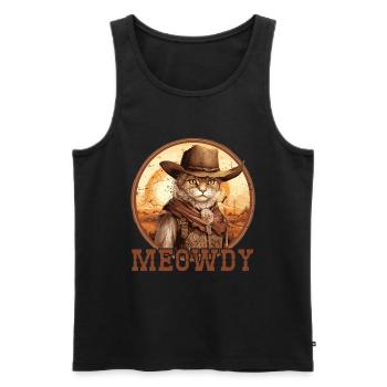 Miaou Chat Miow Chapeau de cow-boy Musique Country Texas - Débardeur bio Premium Homme - noir - Devant - Michal (187cm)
