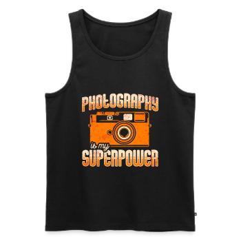 Photography - Photo shoot for photo camera. - Men's Premium Organic Tank Top - black - Front - AI Model Male 178 light (178cm)