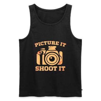 Photography - Photo shoot for photo camera. - Men's Premium Organic Tank Top - black - Front - AI Model Male 178 light (178cm)