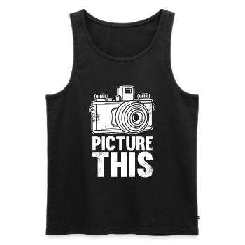 Photography - Photo shoot for photo camera. - Men's Premium Organic Tank Top - black - Front - AI Model Male 178 light (178cm)
