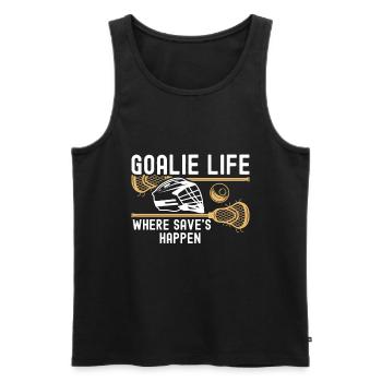 Lacrosse Torwart Lacrosse Handschuhe Kleben Locker - Männer Premium Bio Tank Top - Schwarz - Vorne - Michal (187cm)