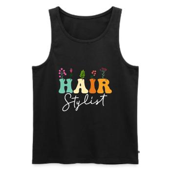 Coiffeur Salon de coiffure Cosmétologie - Débardeur bio Premium Homme - noir - Devant - Michal (187cm)