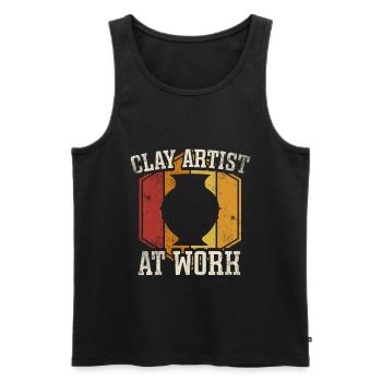 Ceramic Pottery Sculpture - Men's Premium Organic Tank Top - black - Front - AI Model Male 178 light (178cm)