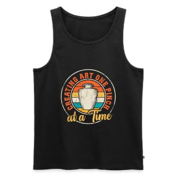 Ceramic Pottery Sculpture - Men's Premium Organic Tank Top - black - Front - AI Model Male 178 light (178cm)