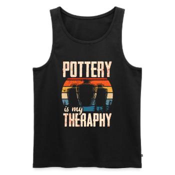 Ceramic Pottery Sculpture - Men's Premium Organic Tank Top - black - Front - AI Model Male 178 light (178cm)