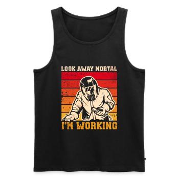 Schweißschweißarbeiterin Metallbearbeitungs - Männer Premium Bio Tank Top - Schwarz - Vorne - Michal (187cm)