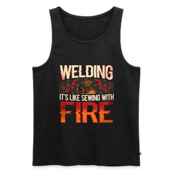 Schweißschweißarbeiterin Metallbearbeitungs - Männer Premium Bio Tank Top - Schwarz - Vorne - Michal (187cm)