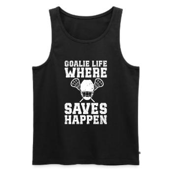 Lacrosse Goalkeeper Gloves Stick Lax Goalkeeper - Men's Premium Organic Tank Top - black - Front - Michal (187cm)