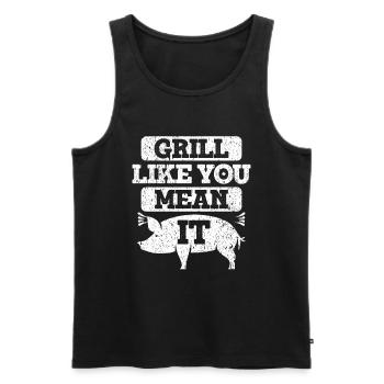 Griller le porc - Débardeur bio Premium Homme - noir - Devant - AI Model Male 178 light (178cm)